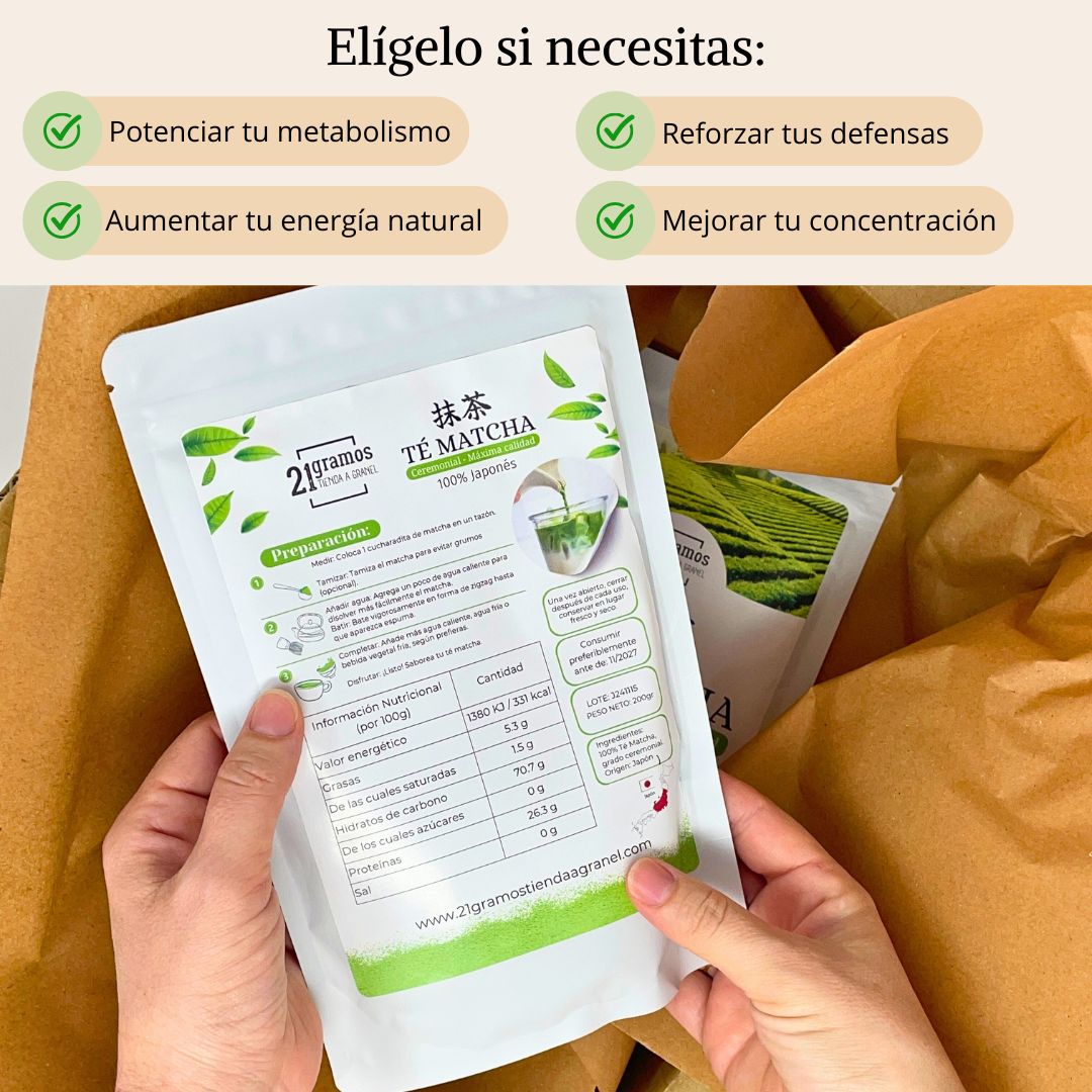 Té Matcha Ceremonial Máxima calidad 200gr + Obsequio: Cuchara de bambú (Chashaku)