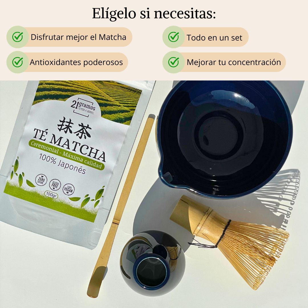 Set completo de Té Matcha (4 piezas) + Té Matcha 100gr