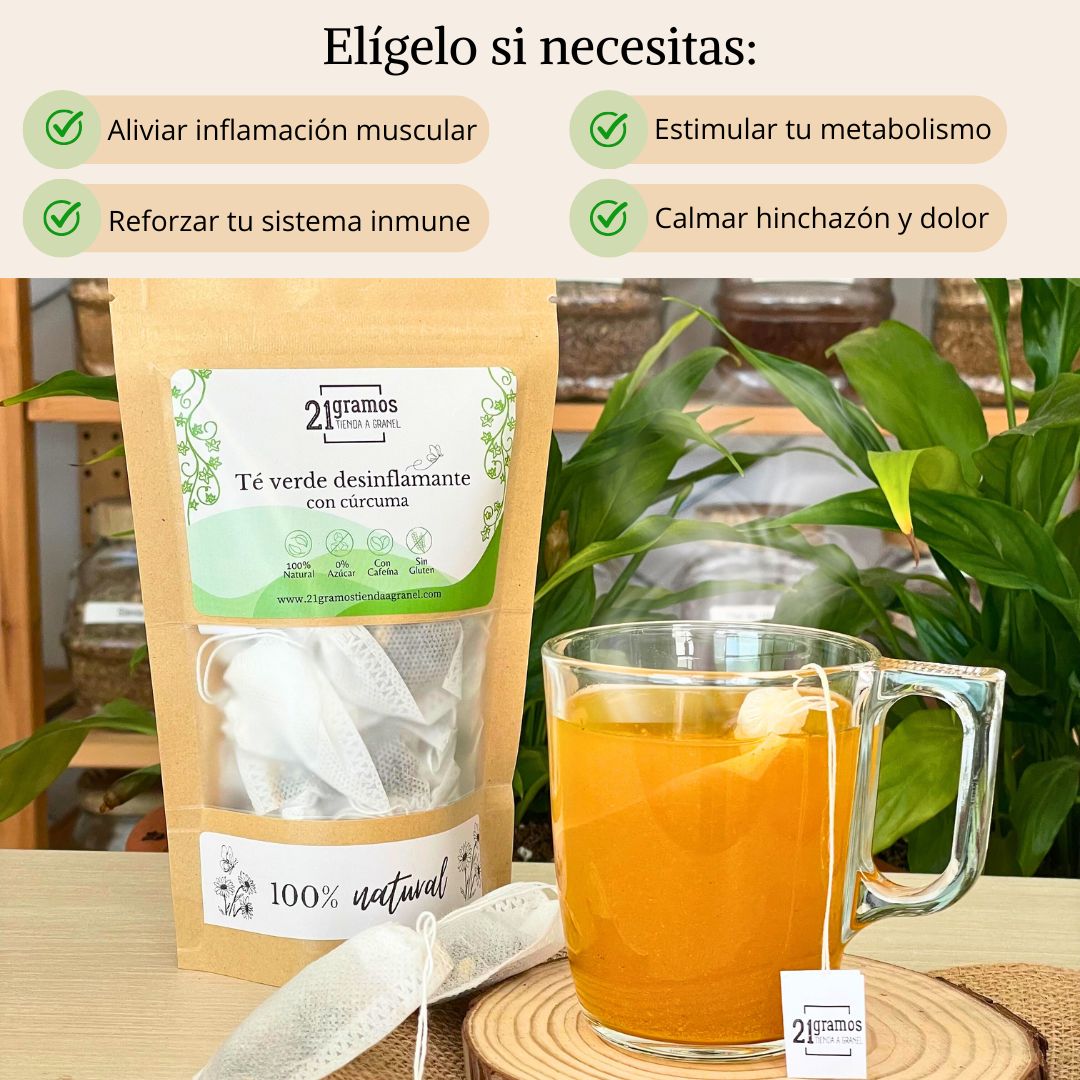 Té verde desinflamante con cúrcuma