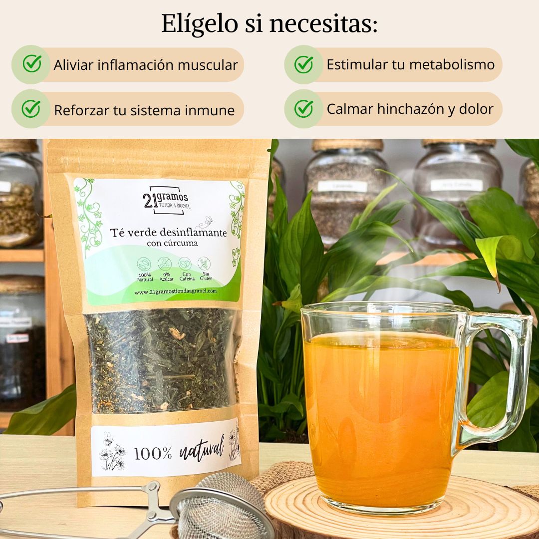 Té verde desinflamante con cúrcuma