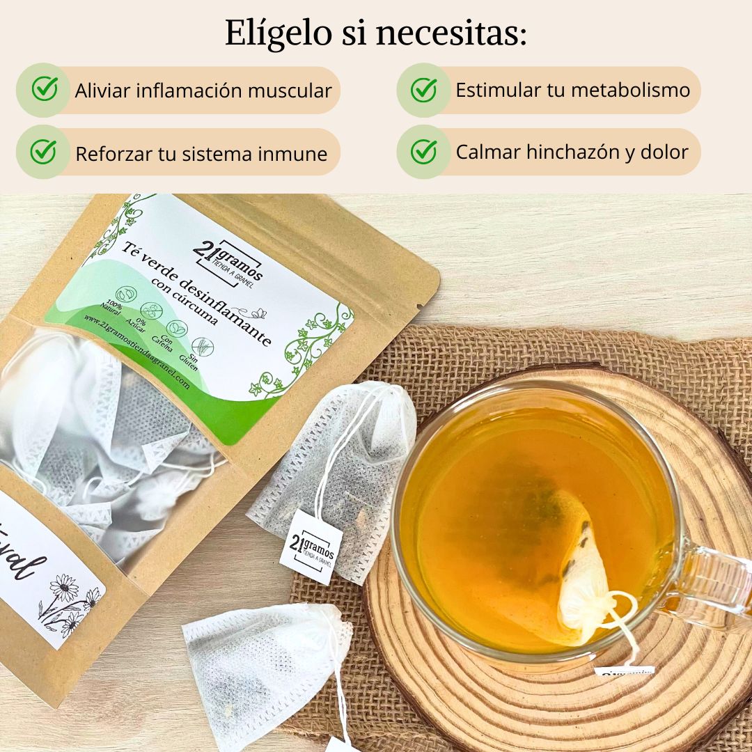 Té verde desinflamante con cúrcuma