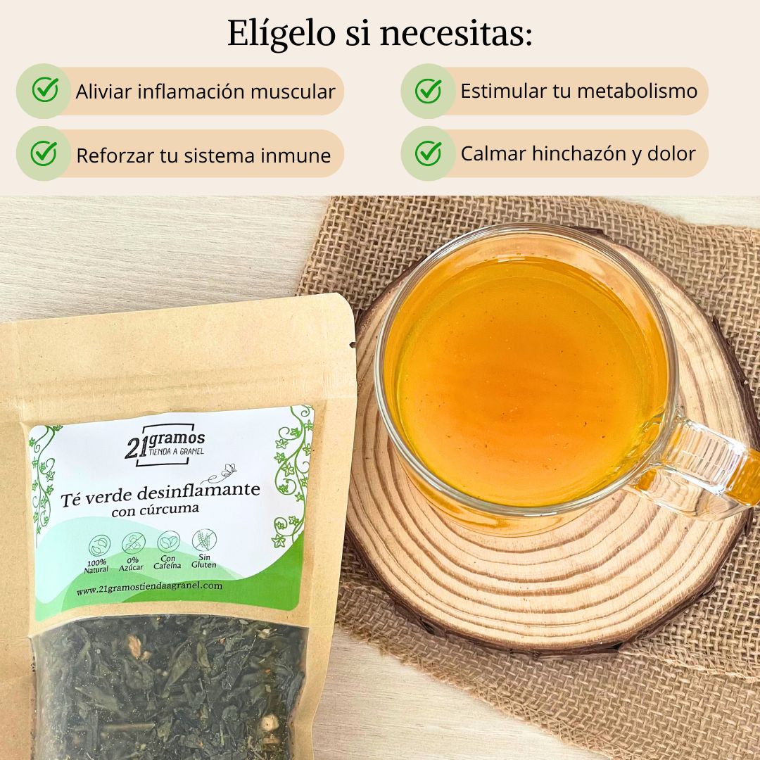 Té verde desinflamante con cúrcuma