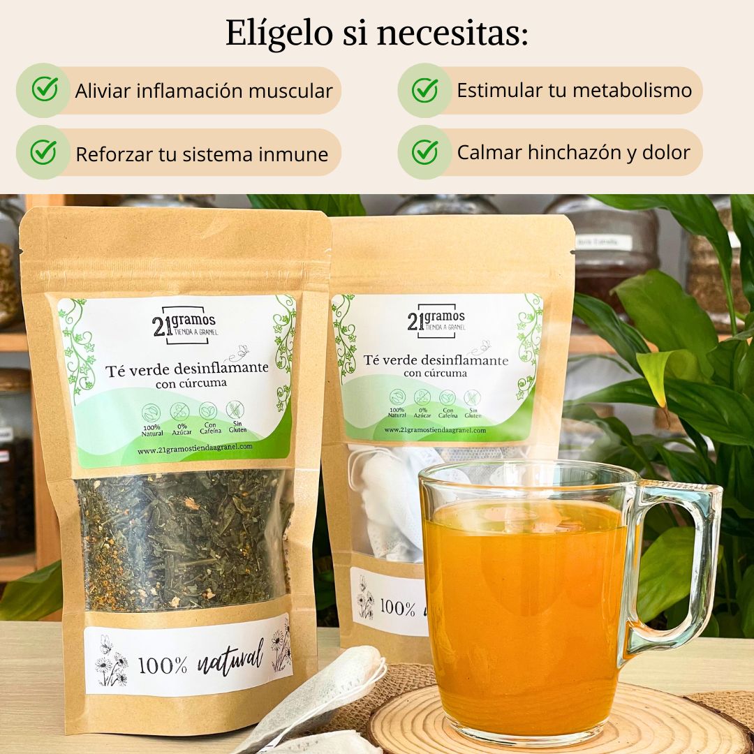 Té verde desinflamante con cúrcuma