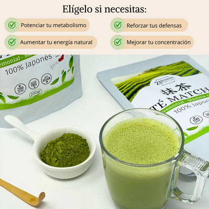 Té Matcha Ceremonial Máxima calidad 200gr + Obsequio: Cuchara de bambú (Chashaku)
