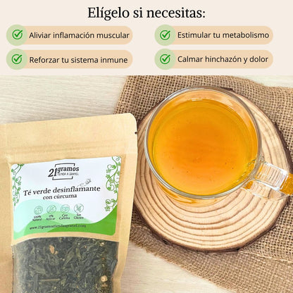 Té verde desinflamante con cúrcuma