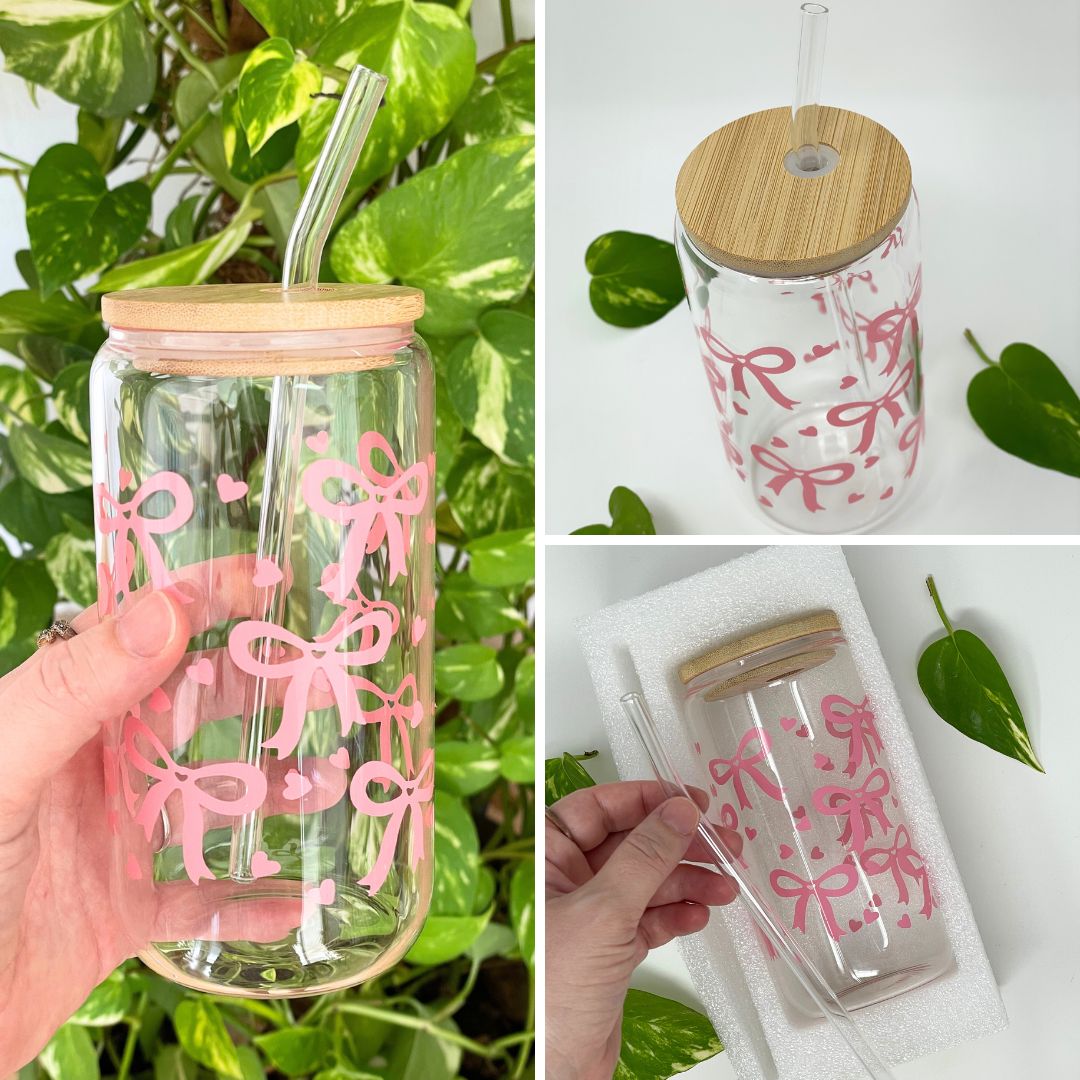 Vaso de Vidrio con Tapa de Bambú y Pajita – Fresco y Natural (450 ml)