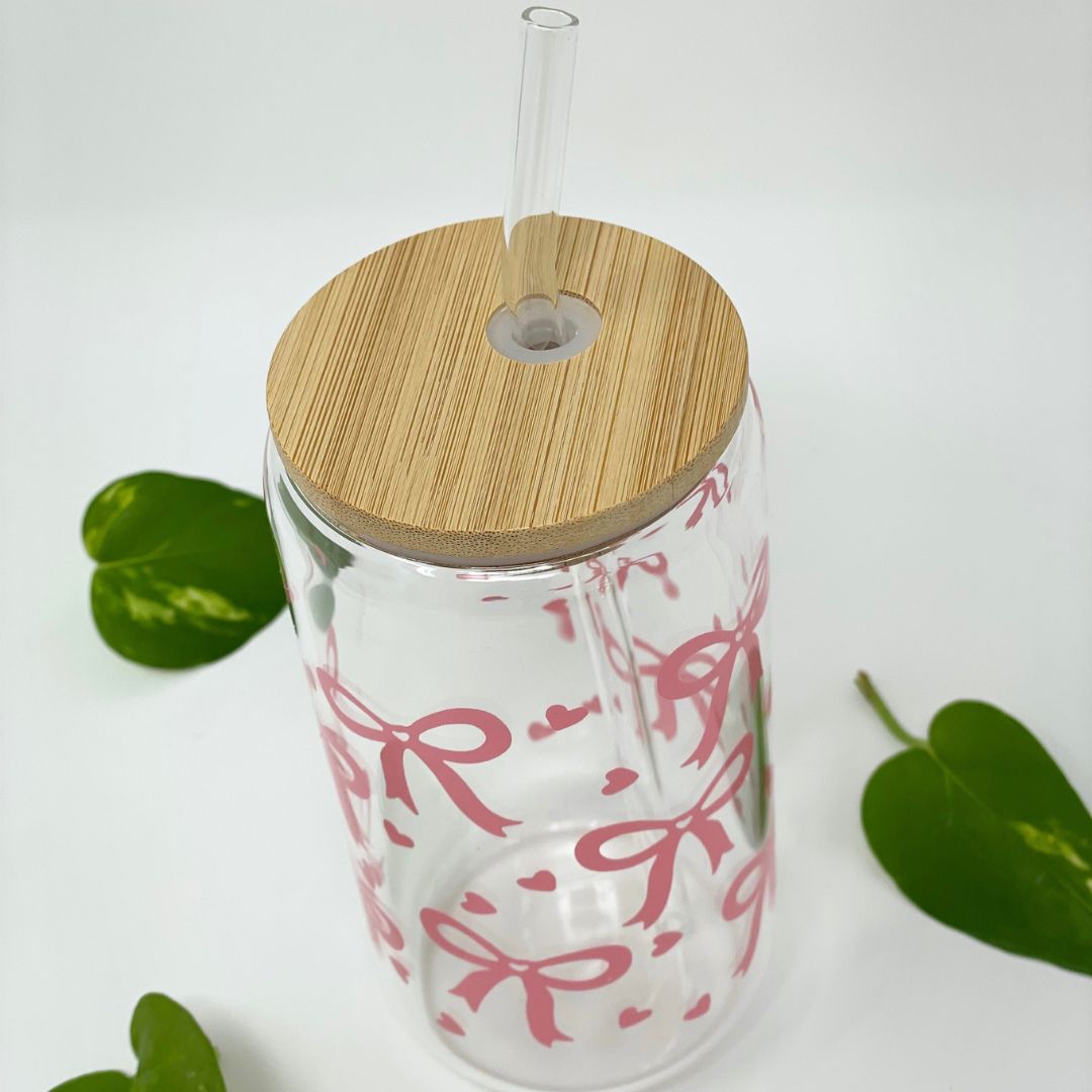 Vaso de Vidrio con Tapa de Bambú y Pajita – Fresco y Natural (450 ml)