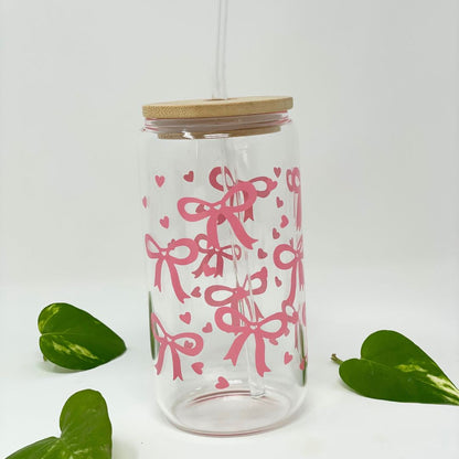 Vaso de Vidrio con Tapa de Bambú y Pajita – Fresco y Natural (450 ml)